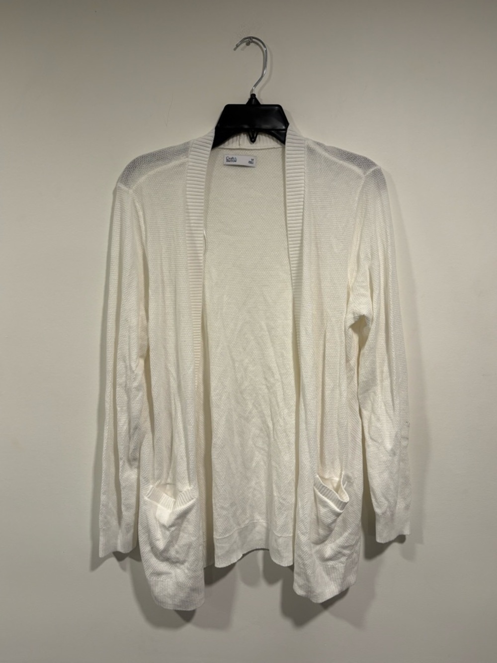 croft & barrow Cream Open-Front Pocket Cardigan